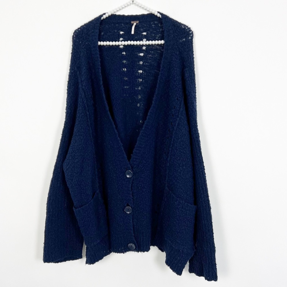 Free People Cardigan Sweater Navy Blue Size Large